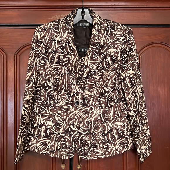 Kasper Jackets & Blazers - Kasper Vintage 2 Piece Set Blazer And Tank Top Brown & Cream Set 10P